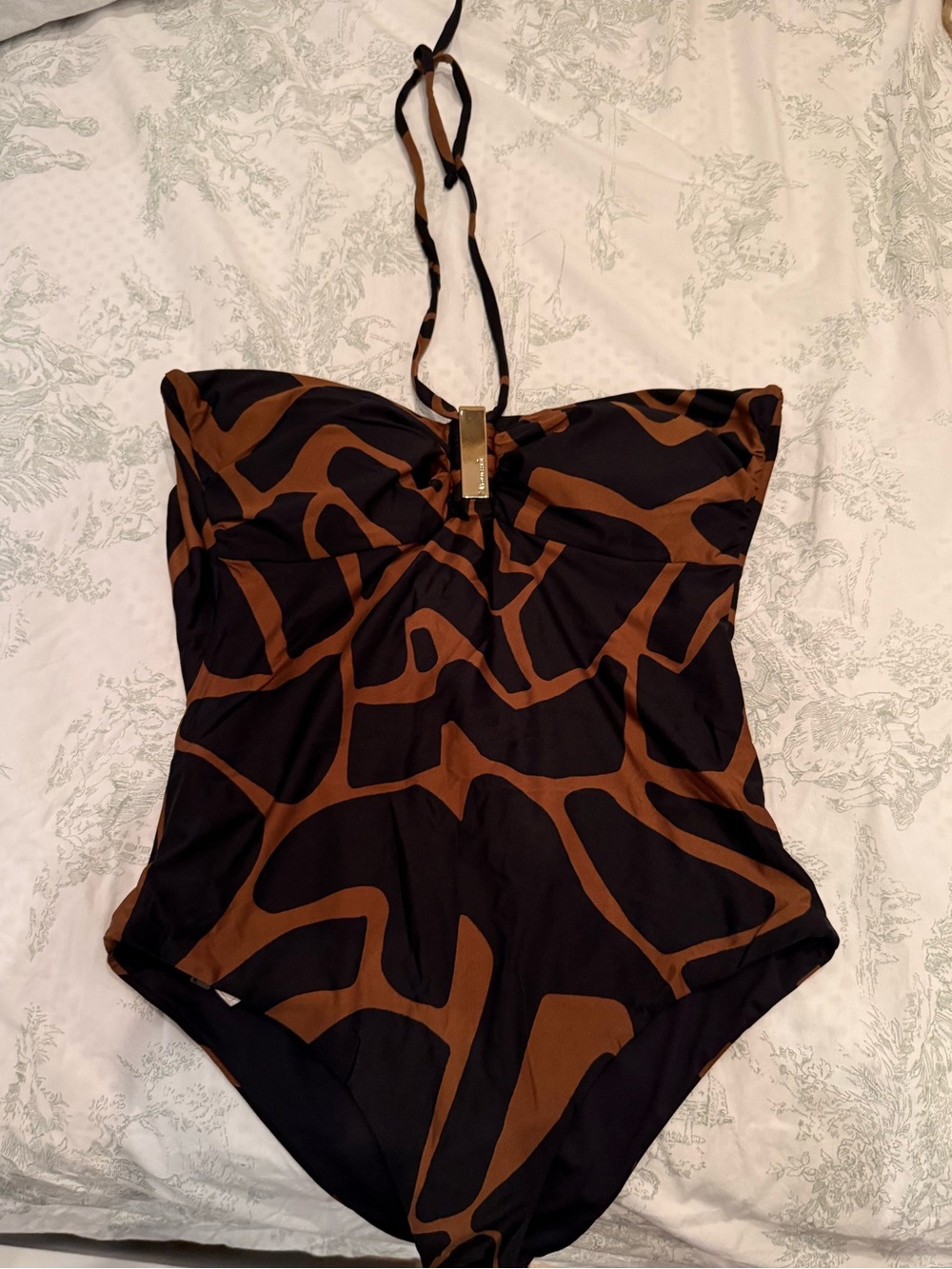 Brown & Black Abstract Print Womens' One-Piece Swimsuit